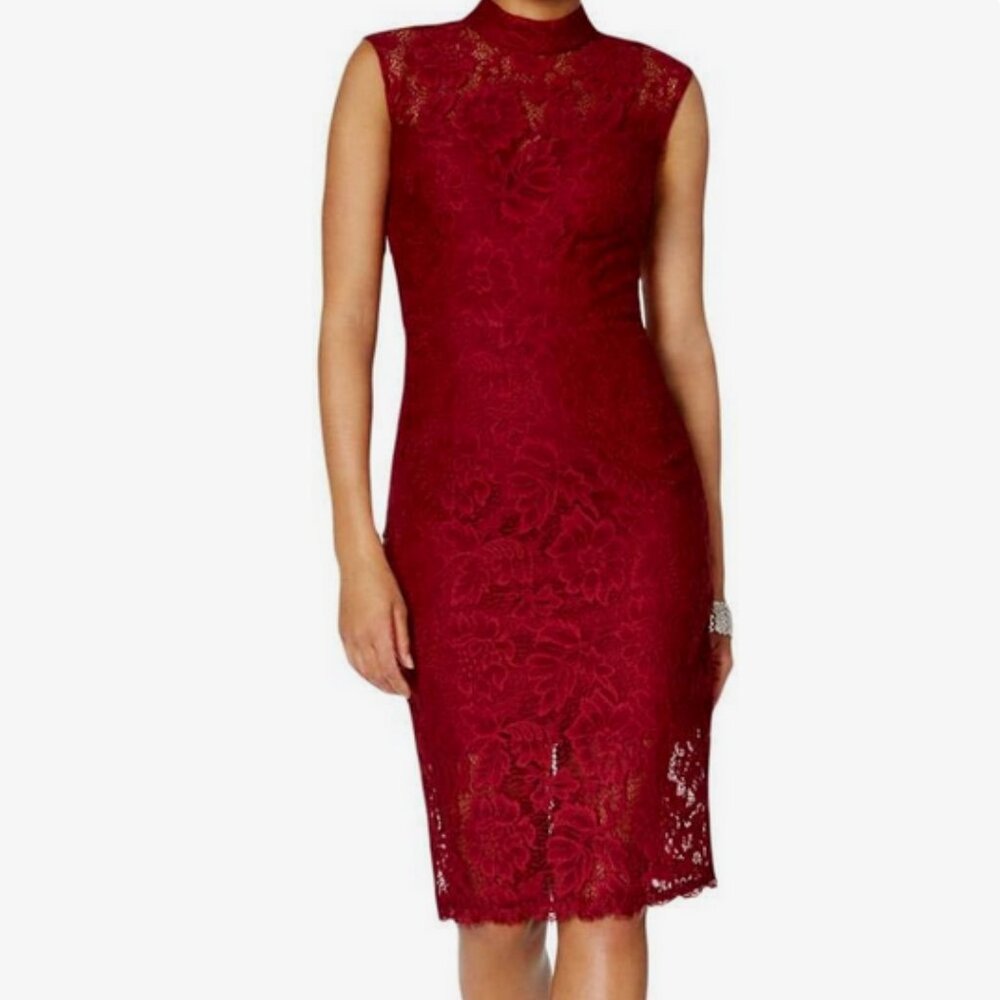 Betsy & Adam size 6 lace turtleneck-collar dress